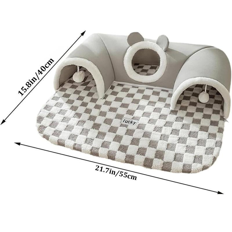2 in 1 Comfortable U-Shaped Dog & Cat Tunnel with Game Ball, Indoor & Outdoor Pet Bed, Pet Supplies for Cats and Small Pets