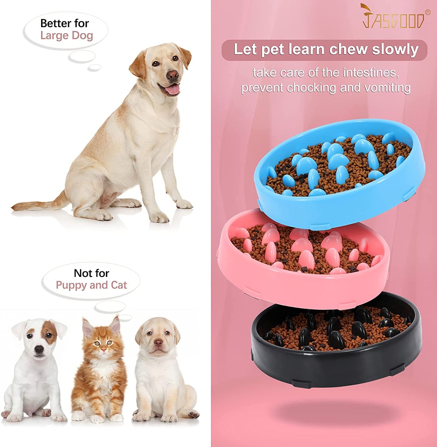 Slow Dog Bowl for Large Dogs,Fun Bowl Slow Feeder,Anti-Gulping Dog Slow Feeder Stop Bloat,Slow Eating Big Pet Bowl