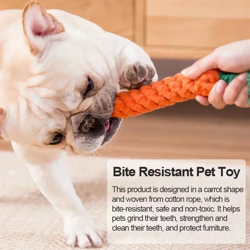1Pcs Carrot Dog Bite Rope Pet Dog Toys Cartoon Chew Toys Durable Braided Bite Resistant Puppy Molar Cleaning Teeth Cotton Rope