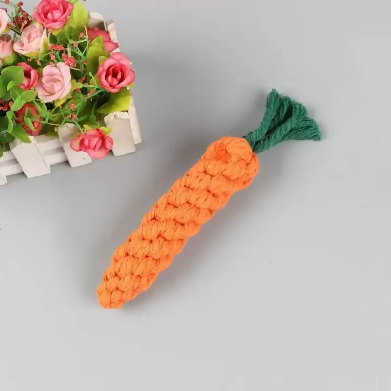 1Pcs Carrot Dog Bite Rope Pet Dog Toys Cartoon Chew Toys Durable Braided Bite Resistant Puppy Molar Cleaning Teeth Cotton Rope