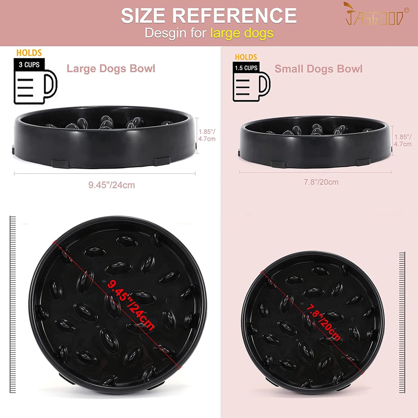 Slow Dog Bowl for Large Dogs,Fun Bowl Slow Feeder,Anti-Gulping Dog Slow Feeder Stop Bloat,Slow Eating Big Pet Bowl