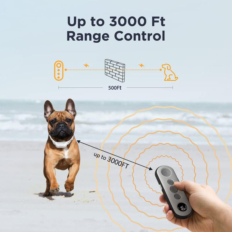 Electric Dog Collar with Remote - Safe Adjustable Modes, Rechargeable Waterproof E-Collar for Small, Medium, and Large Dogs (8-120 Lbs)